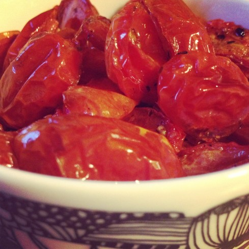 roasted tomatoes standing by to be the next pizza topping
